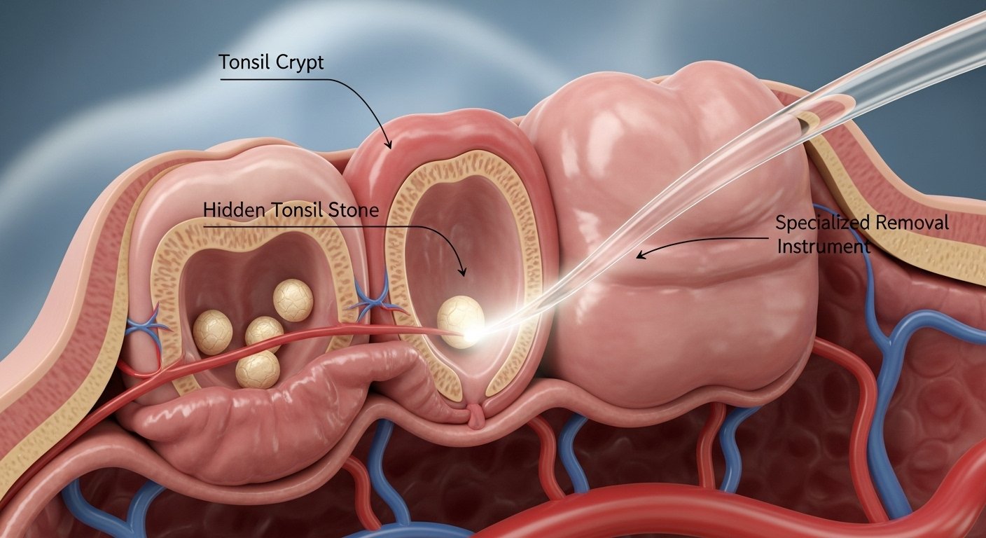 how to remove tonsil stones you can't see