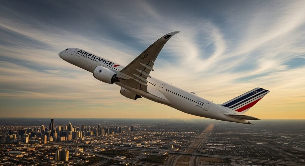air france a350 chicago flight return