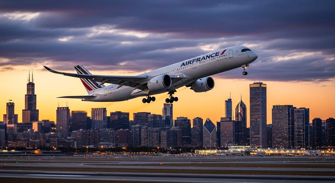 air france a350 chicago flight return