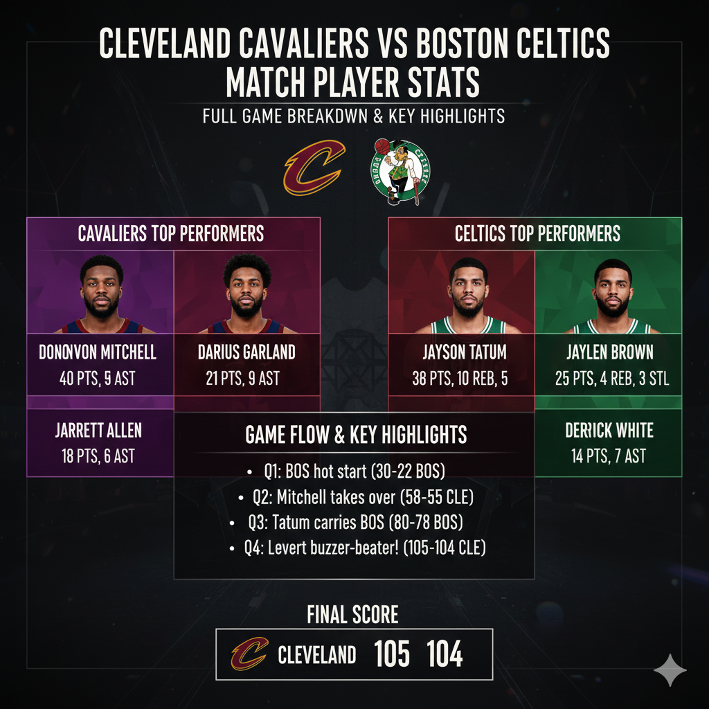 Cleveland Cavaliers vs Boston Celtics Match Player Stats