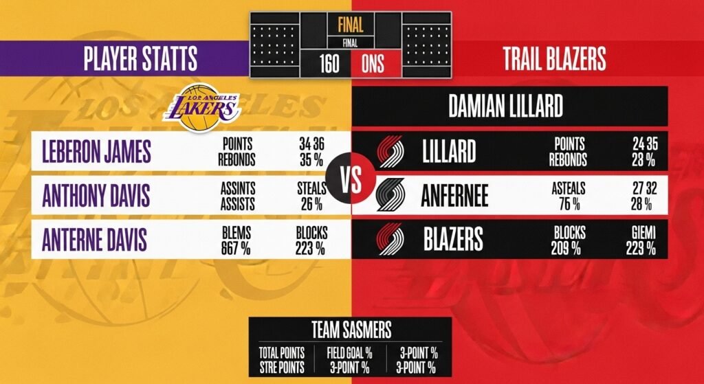 lakers vs portland trail blazers match player stats